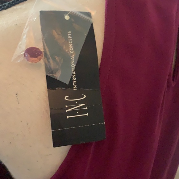 INC International Concept BE MYSTERIOUS boysenberry/gray sleeveless tunic halter - Picture 12 of 16